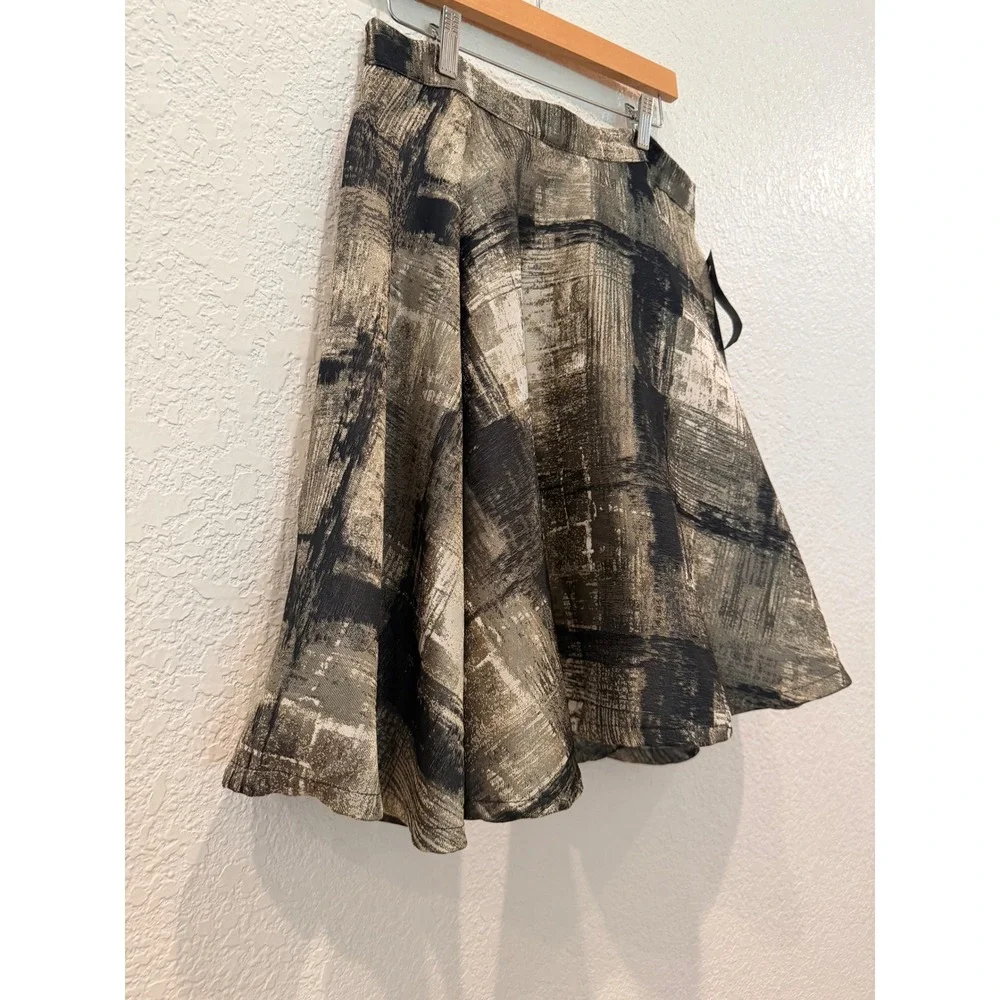 NEW Bryn Walker Dansa Skirt Grafite Gold Black Abstract A-Line Circle Small Glam